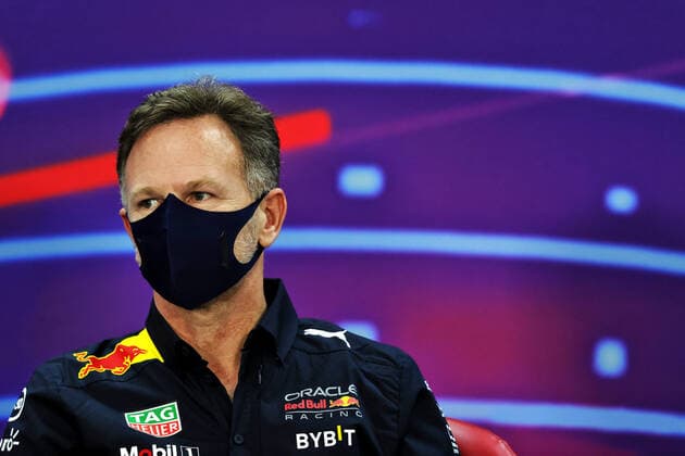 HORNER Christian (gbr), Team Principal of Red Bull Racing, portrait press conference, PK, Pressekonferenz during the Formula 1 Gulf Air Bahrain Grand Prix 2022, 1st round of the 2022 FIA Formula One World Championship, WM, Weltmeisterschaft on the Bahrain International Circuit, from March 18 to 20, 2022 in Sakhir, Bahrain - F1 - BAHRAIN GRAND PRIX 2022 DPPI Panoramic MOY25064