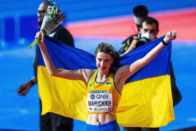 Bilder des Jahres 2022, Sport 03 März Sport Themen der Woche KW11 Sport Bilder des Tages 220319 Yaroslava MAHUCHIKH Mahuchikk of Ukraine celebrates winning women?s high jump final during day two of the World Athletics Indoor Championships on March 19, 2022 in Belgrade. Photo: Mathias Bergeld BILDBYRAN kod MB MB0359 bbeng friidrott athletics friidrett iaaf iaaf world indoor championships World Athletics Indoor Championships vm friidrotts-vm friidrotts-vm 2022 friidretts-vm friidretts-vm 2022 innendors innendors-vm inomhus inomhus-vm ivm day 2 ukraina jubel *** 220319 Yaroslava MAHUCHIKH Mahuchikk of Ukraine celebrates winning womens high jump final during day two of the World Athletics Indoor Championships on March 19, 2022 in Belgrade Photo Mathias Bergeld BILDBYRAN code MB MB0359 bbeng athletics athletics athletics iaaf iaaf world indoor championships World Athletics Indoor Championships world cup athletics world cup athletics world cup 2022 athletics world cup athletics world cup 2022 indoor indoor world cup indoor indoor world cup world cup ivm day 2 ukraine cheers,  Copyright: MATHIASxBERGELD BB220319MB021