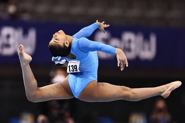 Bilder des Jahres 2022, Sport 03 März Sport Themen der Woche KW11 Tiana Sumanasekera, USA, during team challenge juniors at 2022 DTB-Pokal in Stuttgart; 19 03 2022; *** Tiana Sumanasekera, USA, during team challenge juniors at 2022 DTB Pokal in Stuttgart 19 03 2022 