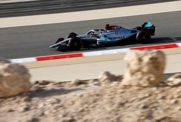 63 George Russell (GBR, Mercedes-AMG Petronas F1 Team), F1 Grand Prix of Bahrain at Bahrain International Circuit on March 19, 2022 in Sakhir, Bahrain. (Photo by HOCH ZWEI) Sakhir Bahrain
