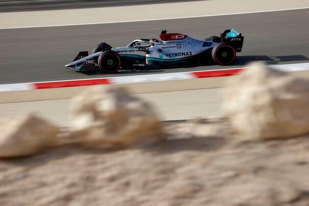 63 George Russell (GBR, Mercedes-AMG Petronas F1 Team), F1 Grand Prix of Bahrain at Bahrain International Circuit on March 19, 2022 in Sakhir, Bahrain. (Photo by HOCH ZWEI) Sakhir Bahrain