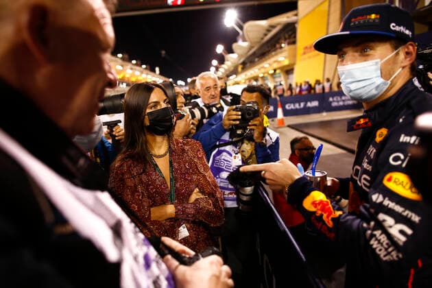 1 Max Verstappen (NLD, Oracle Red Bull Racing) with his girlfriend Kelly Piquet, F1 Grand Prix of Bahrain at Bahrain International Circuit on March 19, 2022 in Sakhir, Bahrain. (Photo by HOCH ZWEI) Sakhir Bahrain