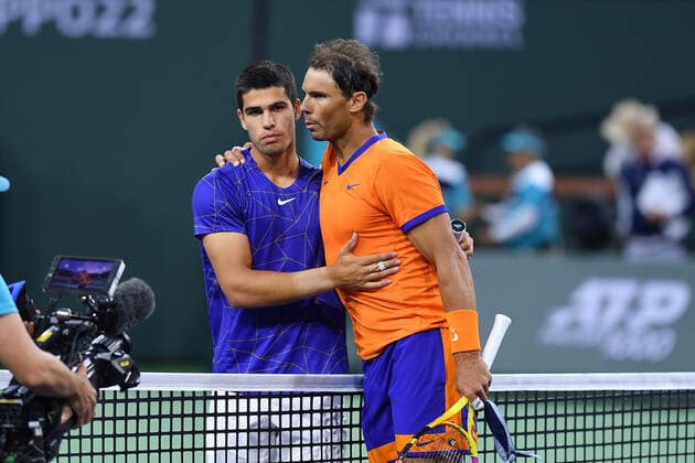 Rafael Nadal vs Carlos Alcaraz TENNIS : BNP Paribas Open 2022 - 19 03 2023 AntoineCouvercelle Panoramic 