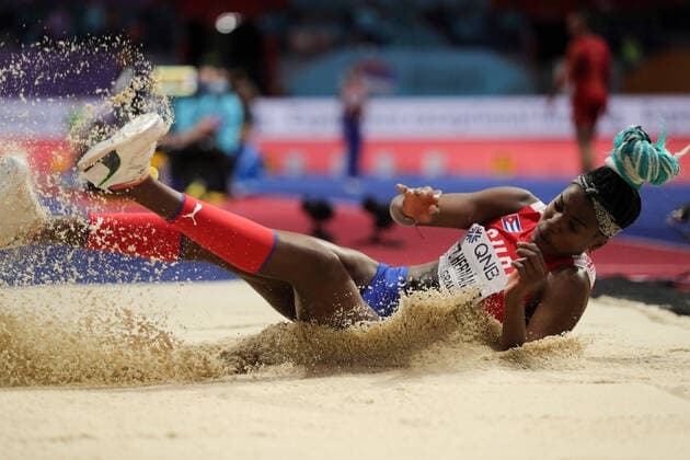 Sport Themen der Woche KW11 (220320) -- BELGRADE, March 20, 2022 -- Leyanis Perez Hernandez of Cuba competes during women s triple jump final of the World Athletics Indoor Championships Belgrade 2022 in Stark Arena, Belgrade, Serbia, March 20, 2022. ) (SP)SERBIA-BELGRADE-WORLD ATHLETICS-INDOOR-CHAMPIONSHIPS-DAY3 ZhengxHuansong 