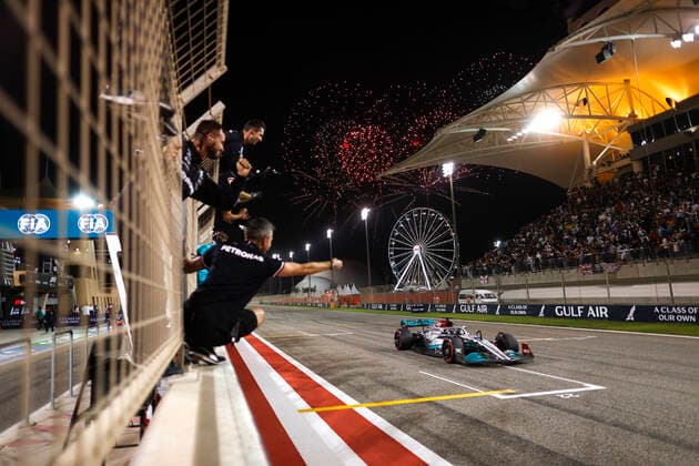 63 George Russell (GBR, Mercedes-AMG Petronas F1 Team), F1 Grand Prix of Bahrain at Bahrain International Circuit on March 20, 2022 in Sakhir, Bahrain. (Photo by HOCH ZWEI) Sakhir Bahrain