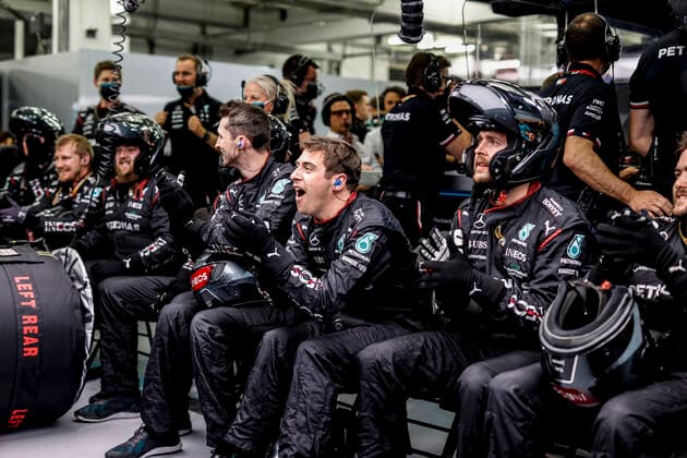 Mercedes-AMG Petronas F1 Team, F1 Grand Prix of Bahrain at Bahrain International Circuit on March 20, 2022 in Sakhir, Bahrain. (Photo by HOCH ZWEI) Sakhir Bahrain
