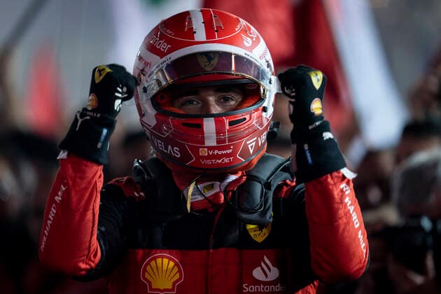 March 20, 2022, Sakhir, Bahrain: CHARLES LECLERC of Monaco and Scuderia Ferrari celebrates after winning the 2022 FIA Formula 1 Bahrain Grand Prix at Bahrain International Circuit in Sakhir, Bahrain. Sakhir Bahrain - ZUMAg147 20220320_zap_g147_007 Copyright: xJamesxGasperottix