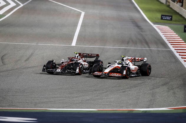 24 Guanyu Zhou (CHN, Alfa Romeo F1 Team ORLEN), 47 Mick Schumacher (DEU, Haas F1 Team), F1 Grand Prix of Bahrain at Bahrain International Circuit on March 20, 2022 in Sakhir, Bahrain. (Photo by HOCH ZWEI) Sakhir Bahrain