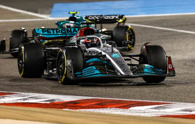 63 George Russell (GBR, Mercedes-AMG Petronas F1 Team), F1 Grand Prix of Bahrain at Bahrain International Circuit on March 20, 2022 in Sakhir, Bahrain. (Photo by HOCH ZWEI) Sakhir Bahrain