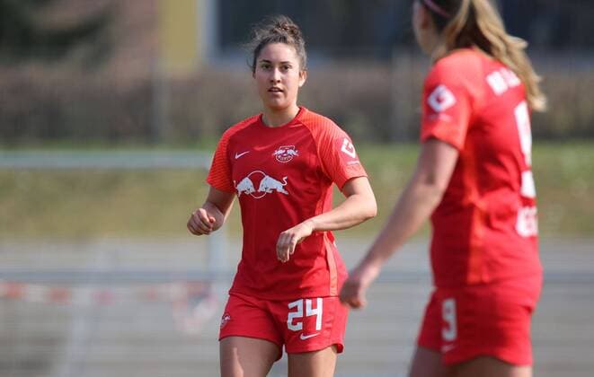 20.03.2022, xcex, GER, Frankfurt am Main, Stadion am Brentanobad, Frauenfussball, 2. Bundesliga, Saison 2021 2022, Spieltag 15, SGE, RBL, Eintracht Frankfurt Frauen II - RasenBallsport Leipzig, Yvonne Weilharter (RBL) DFL regulations prohibit any use of photographs as image sequences and or quasi-video