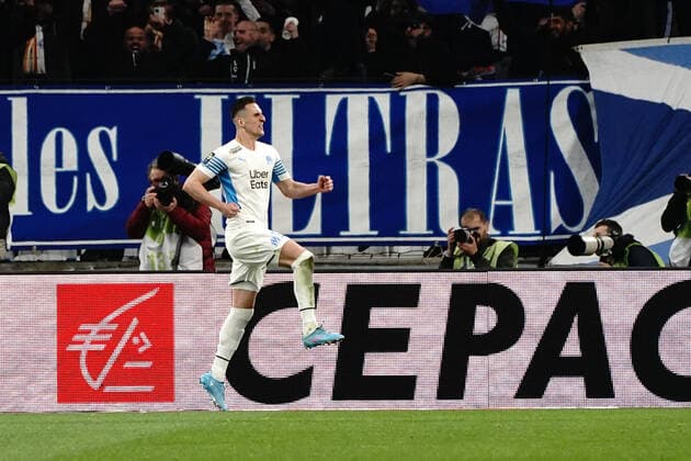 Joie - Arkadiusz Milik (Olympique de Marseille) FOOTBALL : Olympique de Marseille vs OGC Nice - Ligue 1 Uber Eats - Marseille - 20 03 2021 NorbertScanella Panoramic 