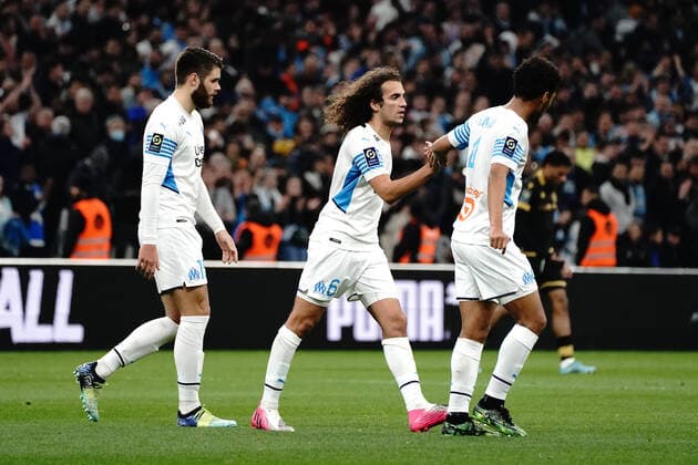 Matteo Guendouzi (Olympique de Marseille) - Boubacar Kamara (Olympique de Marseille) FOOTBALL : Olympique de Marseille vs OGC Nice - Ligue 1 Uber Eats - Marseille - 20 03 2021 NorbertScanella Panoramic 