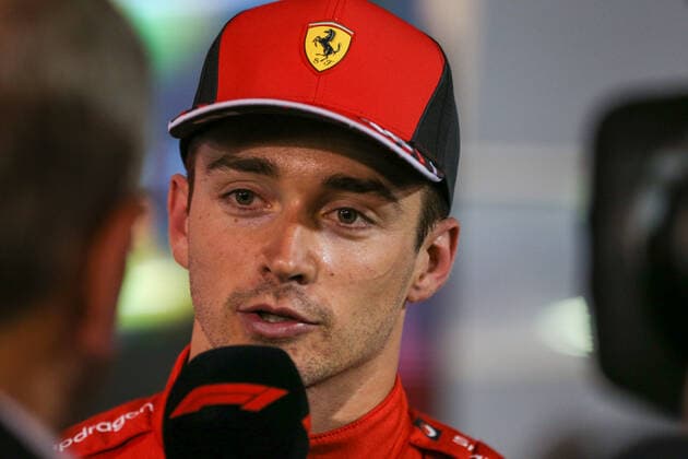 FORMULA 1 GULF AIR BAHRAIN GRAND PRIX 2022, 20 03 2022 Bahrain International Circuit, Sakhir, Bahrain on 20 March 2022 Charles Leclerc 16 (MON), Scuderia Ferrari F1-75 media interview winner during the FORMULA 1 GULF AIR BAHRAIN GRAND PRIX 2022, Phil Duncan Editorial Use Only Copyright: xPhilxDuncanx ESM-0412-0034