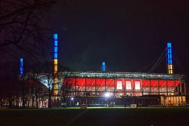 COLOGNE, GERMANY - MARCH 20, 2022: Rhein Energie Stadium of FC Köln during the match vs Dorussia Dortmund. Visual support Ukraine Copyright: xVITALIIxKLIUIEVx
