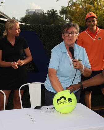 March 20, 2022, Miami, Florida, United States Of America: MIAMI, FLORIDA - MARCH 20: Anett Kontaveit, Pam Whytcross attends the 2022 Miami Open WomenÃ¢â‚¬â ¢s Draw Ceremony Hosted by Ruthie Polinksi of NBC6, the Miami Open WomenÃ¢â‚¬â ¢s Draw ceremony will feature World No. 5 Anett Kontaveit, and Florida-native Coco Gauff, tournament director James Blake, and co-tournament referee Pam Whytcross at The Wharf on March 20, 2022 in Miami, Florida...People: Anett Kontaveit, Pam Whytcross Miami United States Of America - ZUMAs214 20220320_zda_s214_002 Copyright: xSMGx