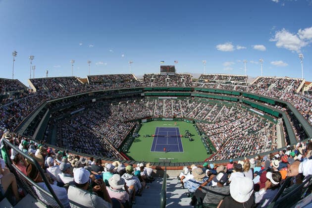 INDIAN WELLS, CA - MARCH 20: General view of Stadium 1 during the BNP Paribas Open MenÕs Final on March 20, 2022 at Indian Wells Tennis Garden in Indian Wells, CA. (Photo by George Walker Icon Sportswire) TENNIS: MAR 20 BNP Paribas Open Men s Final Icon220320029