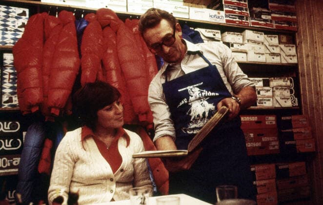 02.11.76 Rosi Mittermaier Deutschland, Stuttgart, 02.11.1976, Ski, Sportwertstatt Baschin Stuttgart: Rosi Mittermaier. *** 02 11 76 Rosi Mittermaier Germany, Stuttgart, 02 11 1976, Ski, Sportwertstatt Baschin Stuttgart Rosi Mittermaier
