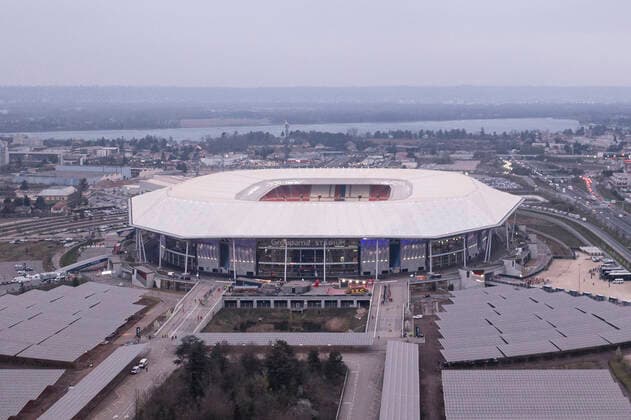 LYON, FRANCE - MARCH 17: A view of Groupama Stadium ahead of UEFA Europa League Round of 16 Leg Two match between Olympique Lyon and FC Porto on March 17, 2022 in Lyon, France. Lyon Groupama Stadium France Copyright: xJustPictures.ch MarcioxMachadox