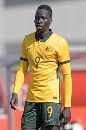 UTRECHT - Alou Kuol of Australia U23 during the friendly match between FC Utrecht U21, U 21 and Australia U23 at De Zoudenbalch sports complex on March 23, 2022 in Utrecht, Netherlands. ANP Dutch Height Gerrit van Keulen Friendly 2021 2022 xVIxANPxSportx xGerritxvanxKeulenxIVx