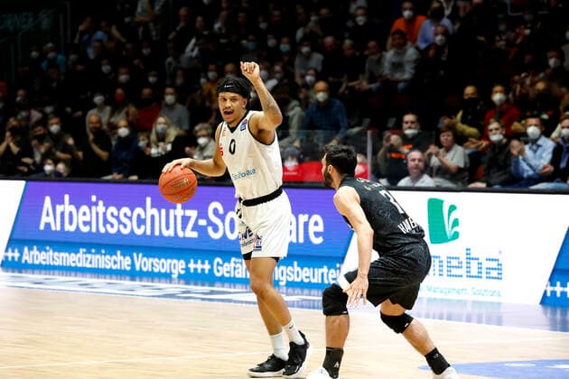 24.03.2022, easyCredit Basketball Bundesliga, BBL, Saison 2021 2022, Herren, Chemnitz Niners - Hamburg Towers Nelson Weidemann, Niners Chemnitz Chemnitz Messe Chemnitz Sachsen Germany