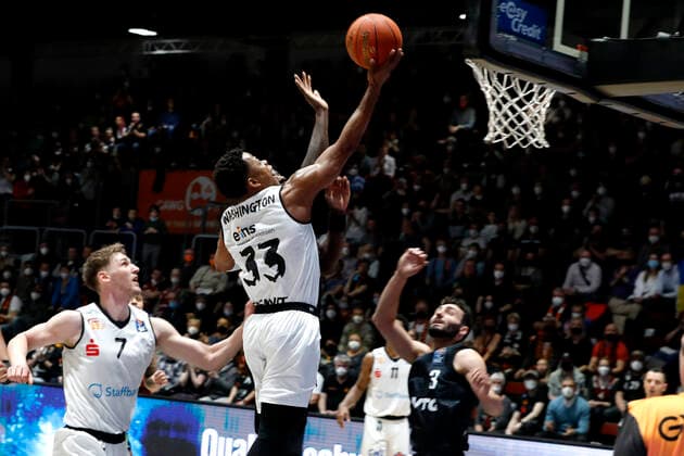 24.03.2022, easyCredit Basketball Bundesliga, BBL, Saison 2021 2022, Herren, Chemnitz Niners - Hamburg Towers Eric Washington, Niners Chemnitz Chemnitz Messe Chemnitz Sachsen Germany