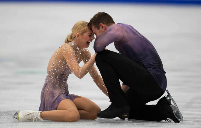 Bilder des Jahres 2022, Sport 03 März Sport Themen der Woche KW12 Sport Bilder des Tages March 24, 2022: World champions Alexa Knierim and Brandon Frazier from United States of America during Pairs Free Skating, World Figure skating, Eiskunstlauf Championship at Sud de France Arena, Montpellier, France. CSM. Montpellier France - ZUMAc04_ 20220324_zaf_c04_450 Copyright: xKimxPricex