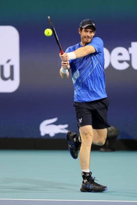 March 24, 2022, Miami Gardens, Florida, United States Of America: MIAMI GARDENS, FLORIDA - MARCH 24: Andy Murray of Great Britain defeats Federico Delbonis of Argentina on stadium court at Hard Rock Stadium on March 24, 2022 in Miami Gardens, Florida...People: Andy Murray Miami Gardens United States Of America - ZUMAs214 20220324_zda_s214_221 Copyright: xSMGx