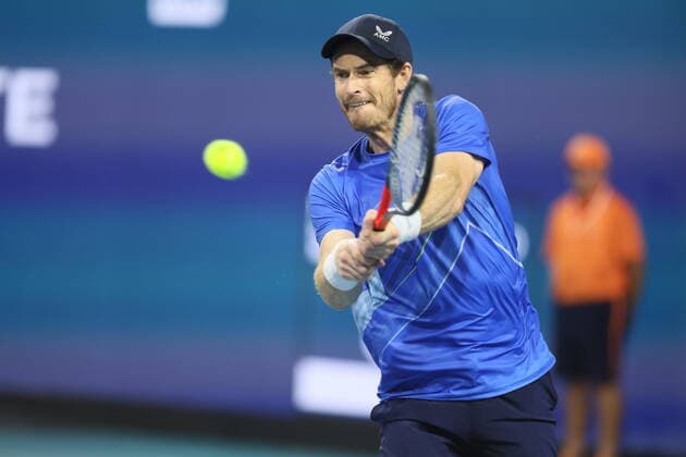March 24, 2022, Miami Gardens, Florida, United States Of America: MIAMI GARDENS, FLORIDA - MARCH 24: Andy Murray of Great Britain defeats Federico Delbonis of Argentina on stadium court at Hard Rock Stadium on March 24, 2022 in Miami Gardens, Florida...People: Andy Murray Miami Gardens United States Of America - ZUMAs214 20220324_zda_s214_188 Copyright: xSMGx