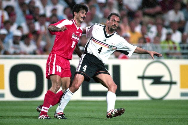 ALI DAEI, Iran, JURGEN KOHLER, Germania, FIFA World Cup, WM, Weltmeisterschaft, Fussball France 1998, Germany vs Iran 2-0, Montpellier CAMPIONATI MONDIALI FRANCIA 1998 - GERMANIA-IRAN 2-0