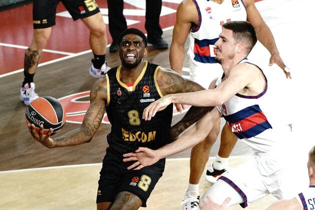 Dwayne Bacon (AS Monaco) - Vanja Marinkovic (Vitoria Gasteiz) BASKETBALL : Monaco vs Vitoria Gasteiz - Euroleague - Monaco - 25 03 2022 NorbertScanella Panoramic 