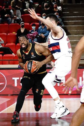 Will Thomas (AS Monaco) - Alec Peters (Vitoria Gasteiz) BASKETBALL : Monaco vs Vitoria Gasteiz - Euroleague - Monaco - 25 03 2022 NorbertScanella Panoramic 