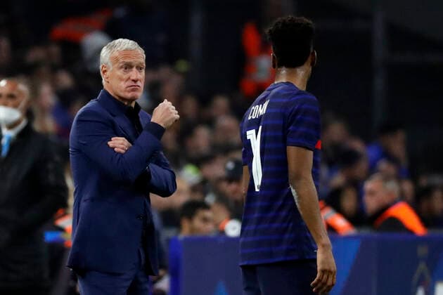 Deschamps didier France Coman kingsley France FOOTBALL : France vs Cote d Ivoire - seniors - match amical - Marseille - 25 03 2022 StephanePillaud Panoramic 