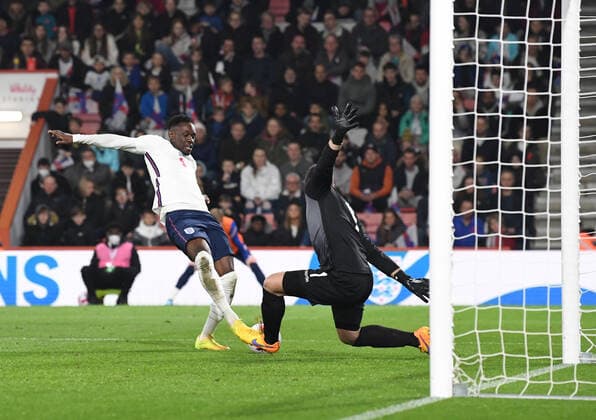 25th March 2022 ; Vitality Stadium Bournemouth, Dorset, England; Euro U21, U 21 Qualification, England versus Andorra; Rodriguez Gimenez of Andorra saves the shot from Luke Thomas of England  ActionPlus12373401 SimonxWest