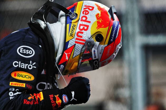 FORMULA 1 - Saudi Arabian Grand Prix JEDDAH,SAUDI ARABIA,26.MAR.22 - MOTORSPORTS, FORMULA 1 - Grand Prix of Saudi Arabia, Jeddah Corniche Circuit, practice and qualifying. Image shows the rejoicing of Sergio Perez (MEX Red Bull Racing).  GEPAxpictures xXPBxImages xCoates