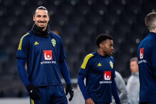 220327 Zlatan Ibrahimovic during a training session with the national team, Nationalteam of Sweden on March 27, 2022 in Stockholm. Photo: Jonathan Näckstrand BILDBYRAN COP 94 JN0069 fotboll football soccer fotball landskamp träning presskonferens training practice press conference, PK, Pressekonferenz sverige sweden sverige a bbeng Copyright: JONATHANxNÄCKSTRAND BB220327JN006