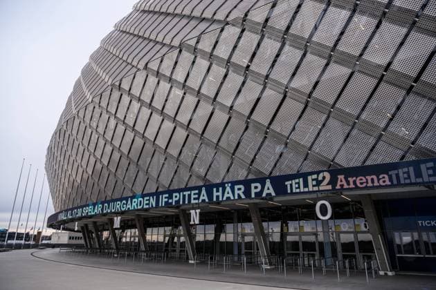 220327 Vy av Tele2 Arena inför fotbollsmatchen i Damallsvenskan mellan Djurgarden och Pitea den 27 mars 2022 i Stockholm. Copyright: JESPERxZERMAN BB220327JZ001