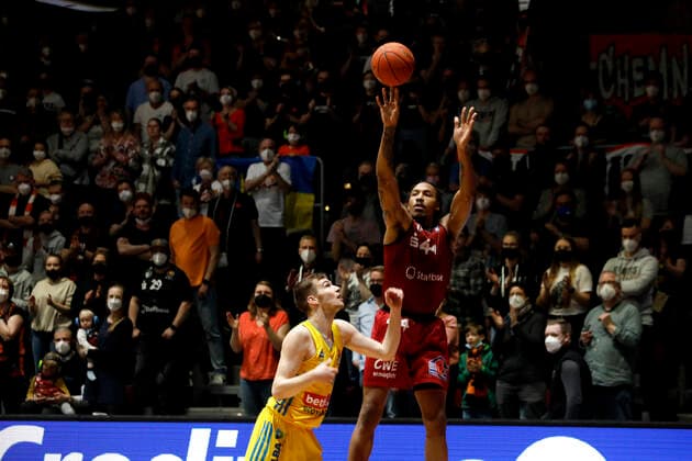 27.03.2022, easyCredit Basketball Bundesliga, BBL, Saison 2021 2022, Herren, Chemnitz Niners - Alba Berlin Darion Atkins, Niners Chemnitz Chemnitz Messe Chemnitz Sachsen Germany
