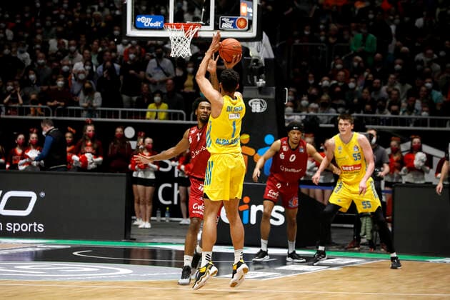27.03.2022, easyCredit Basketball Bundesliga, BBL, Saison 2021 2022, Herren, Chemnitz Niners - Alba Berlin Oscar da Silva, Alba Berlin Chemnitz Messe Chemnitz Sachsen Germany