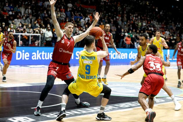 27.03.2022, easyCredit Basketball Bundesliga, BBL, Saison 2021 2022, Herren, Chemnitz Niners - Alba Berlin Jonas Mattisseck, Alba Berlin Chemnitz Messe Chemnitz Sachsen Germany
