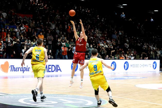 27.03.2022, easyCredit Basketball Bundesliga, BBL, Saison 2021 2022, Herren, Chemnitz Niners - Alba Berlin Mindaugas Susinskas, Niners Chemnitz Chemnitz Messe Chemnitz Sachsen Germany