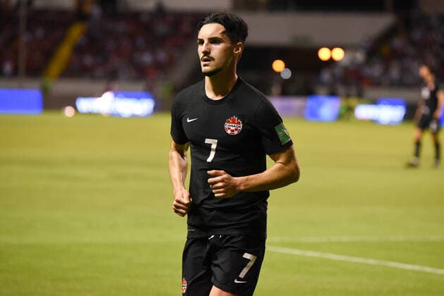 SAN JOSE, Costa Rica: Stephen Eustaquio, canadian player, during the 1-0 Costa Rica victory over Canada in the Concacaf FIFA World Cup, WM, Weltmeisterschaft, Fussball Qualifiers on March 24, 2021, in San Jose, Costa Rica. San Jose Costa Rica Copyright: xJosexCamposxRojasx xPMEx 0153657668st