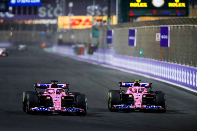 14 Fernando Alonso (ESP, BWT Alpine F1 Team), 31 Esteban Ocon (FRA, BWT Alpine F1 Team), F1 Grand Prix of Saudi Arabia at Jeddah Corniche Circuit on March 27, 2022 in Jeddah, Saudi Arabia. (Photo by HOCH ZWEI) Jeddah Saudi Arabia