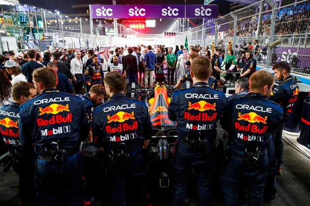 Oracle Red Bull Racing team, F1 Grand Prix of Saudi Arabia at Jeddah Corniche Circuit on March 27, 2022 in Jeddah, Saudi Arabia. (Photo by HOCH ZWEI) Jeddah Saudi Arabia
