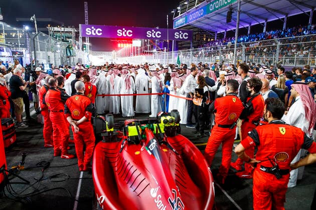 Scuderia Ferrari team, F1 Grand Prix of Saudi Arabia at Jeddah Corniche Circuit on March 27, 2022 in Jeddah, Saudi Arabia. (Photo by HOCH ZWEI) Jeddah Saudi Arabia