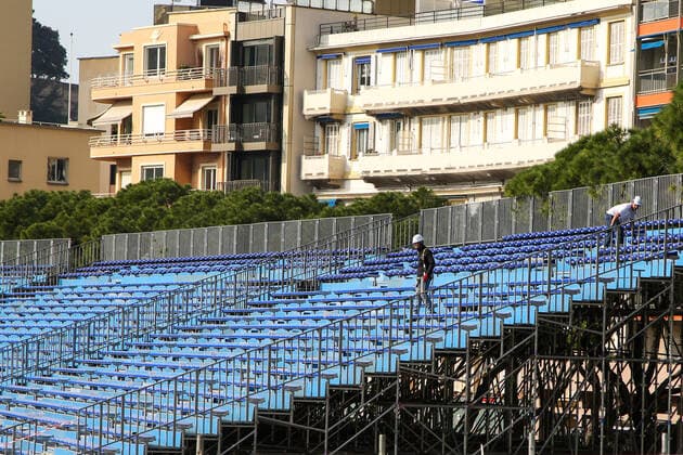 March 28, 2022, Monte-Carlo, Monaco: Workers build a stand for Monte Carlo Grand Prix Formula 1 race. The race takes place on 29 May 2022. Monte-Carlo Monaco - ZUMAs197 0153753750st Copyright: xDinendraxHariax