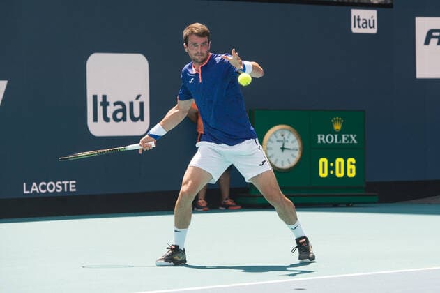 Pedro Martinez (ESP) is defeated by Daniil Medvedev (RUS) 3-6, 4-6, at the Miami Open being played at Hard Rock Stadium in Miami Gardens, Florida on March 28,2022: Ã‚ Tennisclix CSM Miami Gardens USA - ZUMAc04_ 20220328_zaf_c04_003 Copyright: xKarlaxKinnex