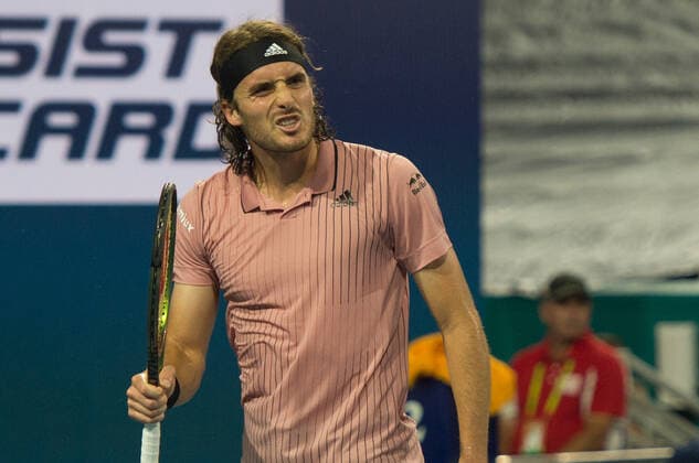 Stefanos Tsitsipas (GRE) defeated Alex de Minaur (AUS) 6-4, 6-3, at the Miami Open being played at Hard Rock Stadium in Miami Gardens, Florida on March 28, 2022: Ã‚ Tennisclix CSM Miami Gardens USA - ZUMAc04_ 20220328_zaf_c04_046 Copyright: xKarlaxKinnex