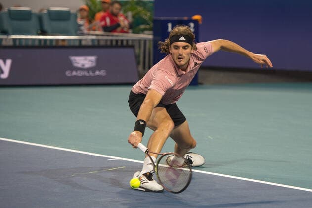 Stefanos Tsitsipas (GRE) defeated Alex de Minaur (AUS) 6-4, 6-3, at the Miami Open being played at Hard Rock Stadium in Miami Gardens, Florida on March 28, 2022: Ã‚ Tennisclix CSM Miami Gardens USA - ZUMAc04_ 20220328_zaf_c04_060 Copyright: xKarlaxKinnex
