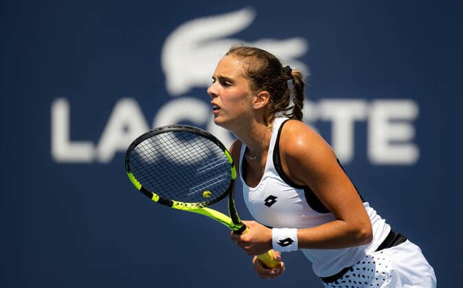 March 28, 2022, MIAMI, FLORIDA, UNITED STATES: Lucia Bronzetti of Italy in action during the fourth round of the 2022 Miami Open WTA, Tennis Damen 1000 tennis tournament against Daria Saville of Australia MIAMI UNITED STATES - ZUMAa181 20220328_zaa_a181_024 Copyright: xRobxPrangex