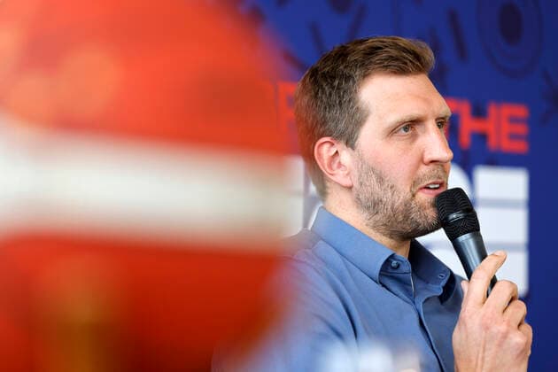 Dirk Nowitzki als EuroBasket-Botschafter bei der EuroBasket-Pressekonferenz im KölnSKY. Köln, 29.03.2022